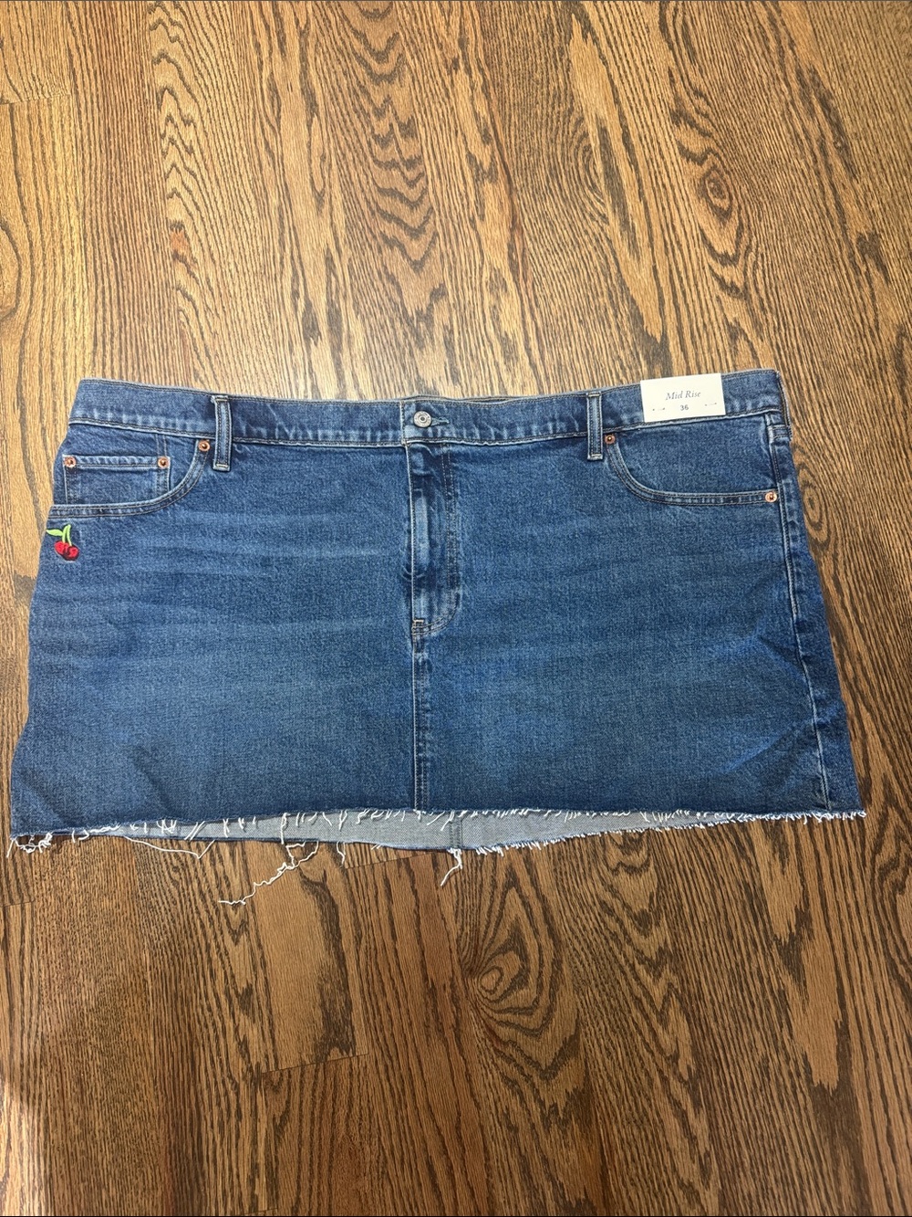 NWT Abercrombie Denim Mini Skirt with Cherry Embroidery